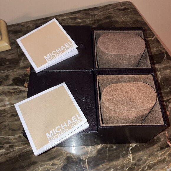 Michael Kors Box Only Authentic Brown Empty Watch Boxes With Cushion & Booklet - Picture 1 of 4